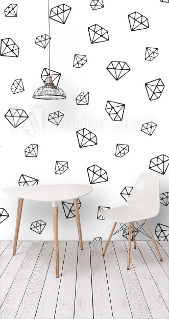 Picture of Diamond seamless pattern Black hand drawn diamonds on white background